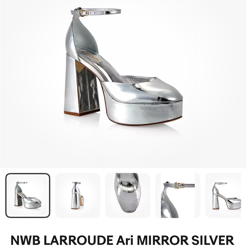LARROUDE Women's Silver Platform Heels